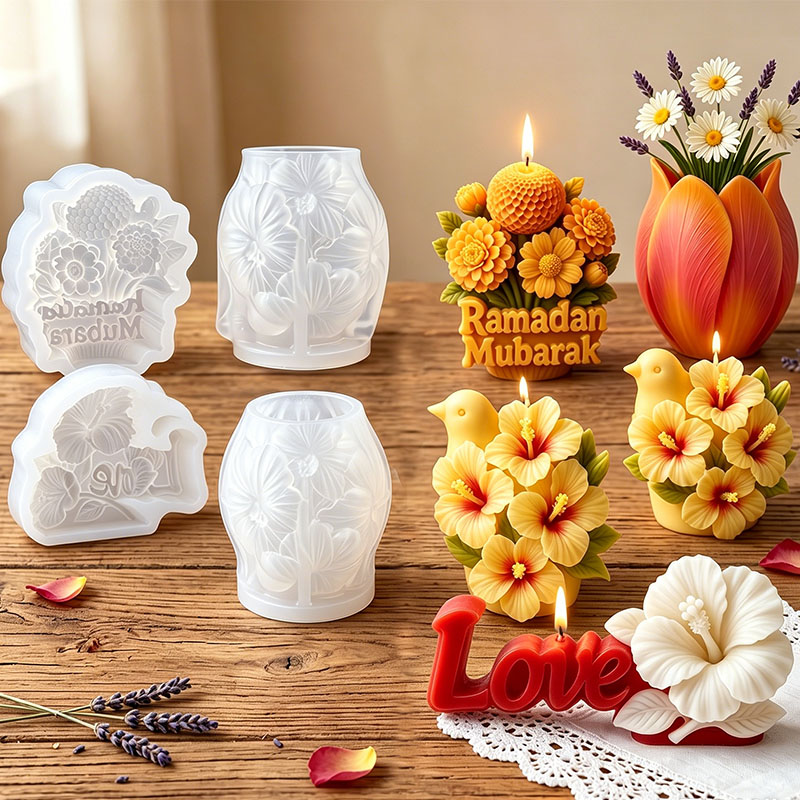 3D Flower Candle Silicone Mold - Florist Supply Vases ulasan dan harga